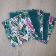 Charger l'image dans la galerie, lingettes démaquillantes verte aux motifs de feuillages colorés