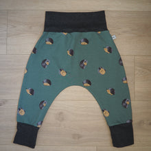Charger l'image dans la galerie, sarouel vert et gris aux motifs de hérissons, pour enfant