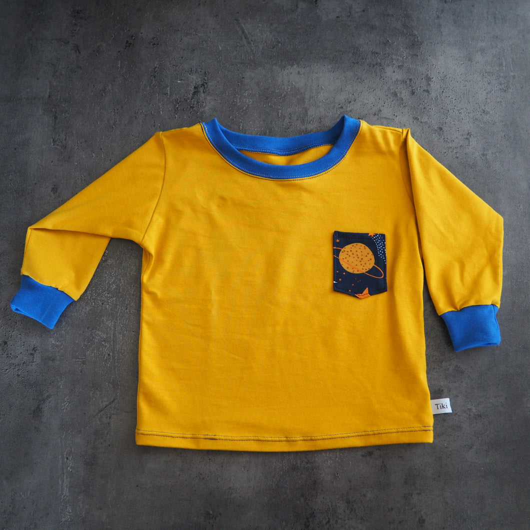 Tee-shirt jaune et bleu pour enfant de 2 ans